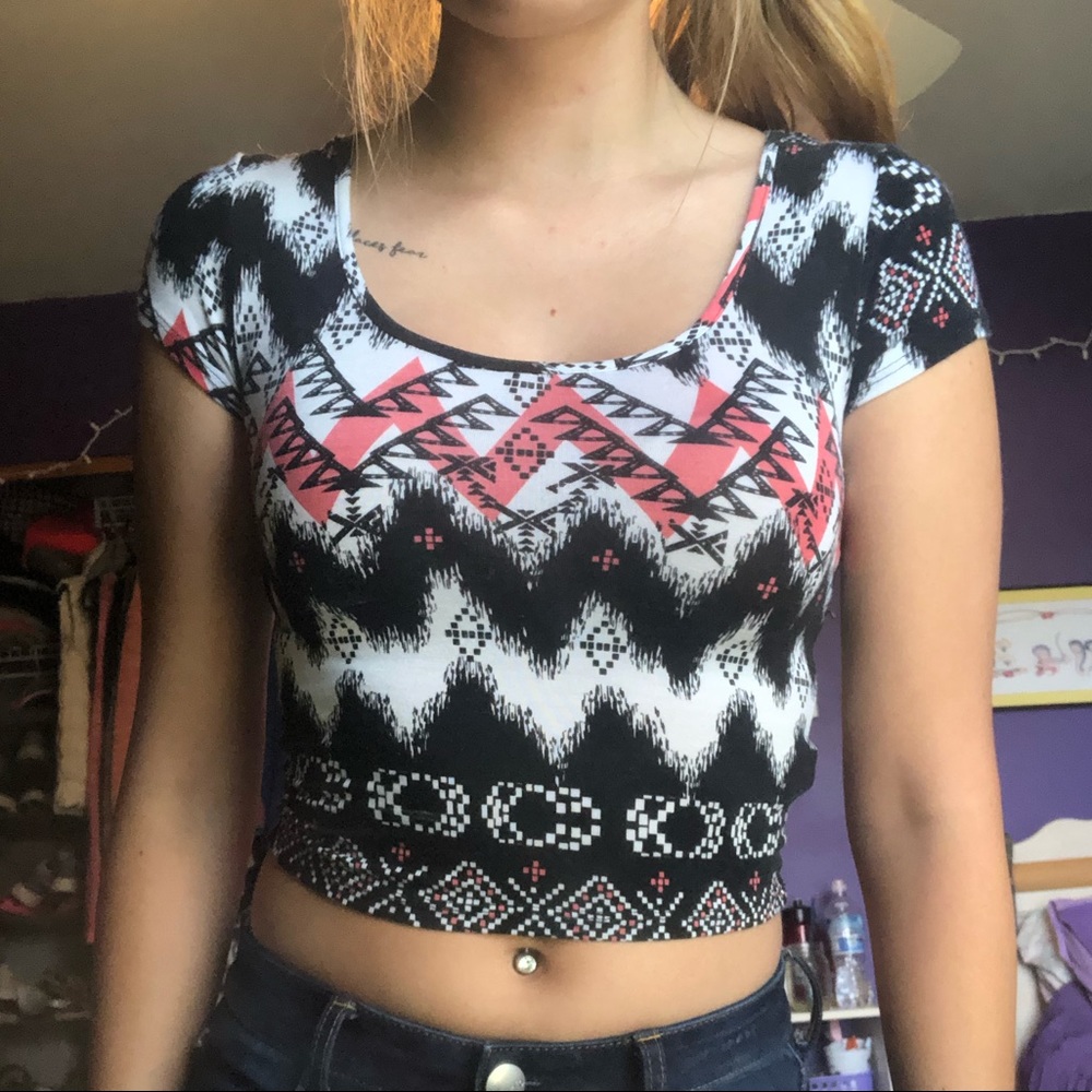 Aztec print crop top